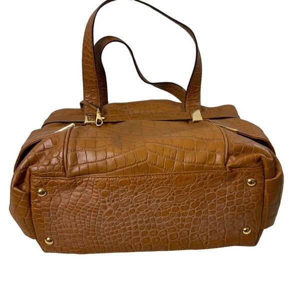 Michael Kors Camel colored Croc Embossed Leather tote bag/gold hardware - Picture 5 of 14